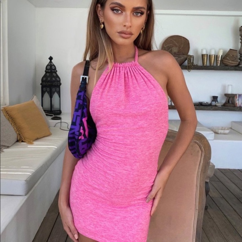 Tiger Mist Pink backless dress.